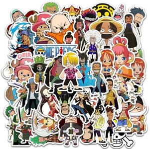 jixiejumo One Piece Stickers 50 Pcs, Nami Zoro Ace Luffy Chopper One pcs Anime Vinyl Decal, Waterproof Gifts Sticker Pack for Cup, Water Bottle, Laptop, Phone