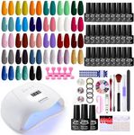 27 Colors Gel Nail Polish Kit with U V Light, 120W UV LED Nail Dryer Lamp Curing Gel Nail Polish Set Popular Gel Nail Polish Set DIY at Home, Nail Manicure Tools