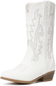 vodvob Girls Kids Western Boots Embroidered Cowgirl Cowboy Boots Girls Mid Calf Riding Shoes Little Kid/Big Kid