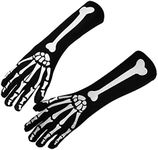 Greenery-GRE Punk Gothic Skeleton Gloves White Skull Bone Long Arm Warmer Sleeve Full Finger Gloves Halloween Costume Accessory (Full Finger Gloves)