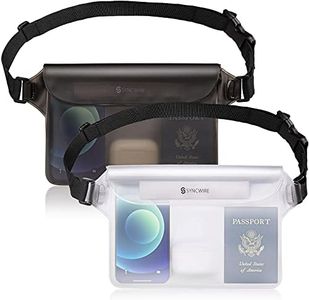 SYNCWIRE Waterproof Mobile Phone Pouch - Pack of 2 - Waterproof Touch Screen Bum Bag, Adjustable Strap, Waterproof Protective Belt Cover for Beach, Swimming, Fishing, Kayaking etc.
