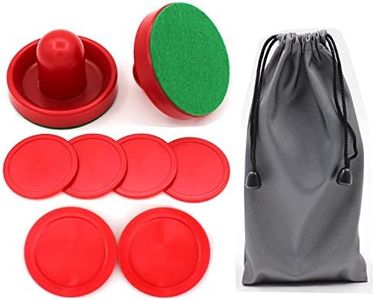 Qtimal Home Standard Air Hockey Paddles and 2 Size Pucks, Small Size for Kids, Large Size for Adult, Great Goal Handles Pushers Accessories for Game Tables (2 Striker, 6 Puck Pack)