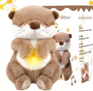 Breathing Stuffed Animal, Soothe Snuggle Otter Plush for Anxiety Adults and Kids, Volume Control, Machine Washable, Baby toy Sleep Buddy Soothing Otter with Realistic Breathing and Lights Music