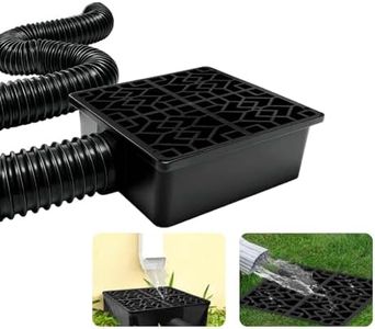 Rain Gutter Downspout Extensions with 10×10in Catch Basin, Low-Profile Downspout Extender, Flexible Drainage Pipe Extends to 6.5ft, French Drain Kit & Rainwater Diverter for Foundation Protection