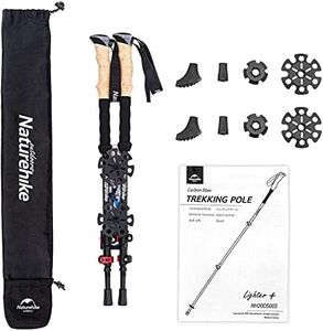 Naturehike Trekking Poles – Collapsible, Lightweight, Shock-Absorbent, Hiking, Walking & Running Sticks with Anti-Slip Cork Grips, Quick Locks, 4 Season/All Terrain Accessories and Carry Bag (Black)