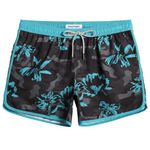 MaaMgic Mens 5" Short 70s 80s 90s Vintage Swim Trunks Quick Dry Bathing Suits Swimming Shorts Swimsuits Board Shorts,New Black Grey Camo Flower 4.5,L