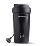 InstaCuppa Portable Electric Kettle & Milk Frother Mug, 4 Settings, Froth, Stir Drinks, Boil Water, Keep Warm, Stainless Steel Interior with Nonstick Coating, Detachable Power Cord, 300 ML