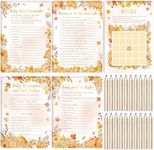 Zhanmai 145Pcs Fall Pumpkin Baby Shower Games 5 Set Game Activity Cards with 20 Pencils for Boy Girl, Bingo, Description and Wishes, Guess Who, Baby Price, Word Scramble Game Pumpkin Baby Shower Decor