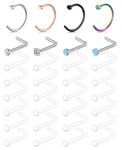 D.Bella 18G Clear Nose Rings Retainer & 20G Clear Nose Rings Hoop Flexible Acrylic Clear Nose Piercing Retainer Kit for Work Surgery, Plastic, plastic