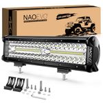 NAOEVO 12 inch LED Light Bar, 300W 30000LM LED Offroad/Driving/Fog Lights LED Bar, Spot Flood Combo Beam LED Work Lights for Truck UTV ATV Tractor Golf Cart Boat, 1 Pc (White)