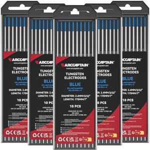 ARCCAPTAIN TIG Tungsten, TIG Welding Tungsten Electrode Blue 2% Lanthanated 10-Pack 3/32" x 7" (WL20/EWLa-2) X 5 Pcs