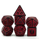 Cusdie 7Pcs/Set DND Dice Set D&D Polyhedral Dice for TTRPG Dungeons and Dragons Pathfinder Role Playing Dice Games RPGs (Red with Black Edge)