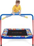 HONEY JOY 36” Square Toddler Trampoline, 150kg Load Mini Kids Trampoline W/Foam Covered Handle & Safety Padded Cover, Indoor Outdoor Fitness Rebounder with Quick Installation