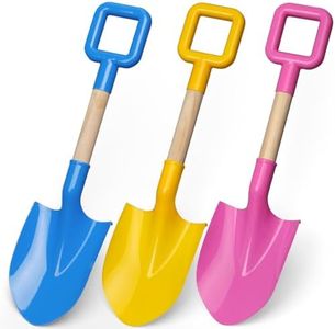 Palas de Playa para niños, Pala de Arena de plástico ABS de 40 cm con Mango de Madera Duradero para niños pequeños, Caja de Arena para Adultos, Nieve, Herramienta de jardín para excavar 3 Piezas