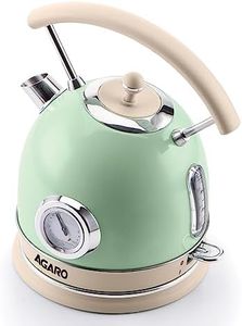 AGARO Regency Vintage Kettle 1.8L with Temperature Gauge, Hot Water Boiler & Tea Heater with Curved Handle, Visible Water Level Line, Led Light, Auto Shut-Off&Boil-Dry Protection,Green
