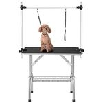 LZ LEISURE ZONE Dog Grooming Table, 36" Professional Dog Pet Grooming Table, Adjustable Heavy Duty Portable w/Arm & Noose & Mesh Tray, Black