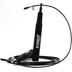 EVEREST FITNESS Skipping Rope, Adjustable, Stainless Steel Handles, 3.05m, Plastic, Black