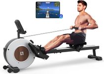 Rowing Machine for Home Gym, Rower Machine with Bluetooth APP, Magnetic rowing machine with 16 Level Adjustable Resistance, Upgrade dual slide rails, Compact Rower, LCD monitor, Vertical storage