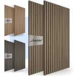 tectake® Set of 2 Acoustic Wall Panels in MDF & Elegant Real Wood Veneer, Sound-Absorbing Acoustic Panels with Felt Fabric & Wood Slats, Adjustable Size & Easy Installation - Dark Oak