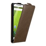 cadorabo Case works with Motorola MOTO X PLAY in COFFEE BROWN - Flip Style Case with Magnetic Closure - Wallet Etui Cover Pouch PU Leather Flip