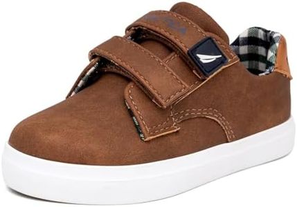 Nautica Kids' Double Strap Sneakers | Casual Athletic Shoes for Boys and Girls | Durable and Comfortable Fit for Toddlers and Little Kids-Ames Toddler-Tan PU Size-9