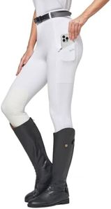 Willit Women's Horse Riding Pants Knee-Patch Equestrian Breeches Horseback Schooling Tights Zipper Pockets White XXL