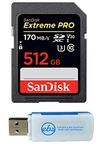 SanDisk Extreme PRO UHS-I SD 512GB Memory Card Canon Mirrorless Camera EOS R5 C (SDSDXXY-512G-GN4IN) V30 4k UHD Class 10 UHS-I Bundle with 1 Everything But Stromboli MicroSD & SDXC Card Reader