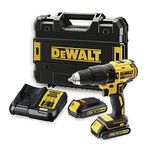 DEWALT DCD778S2T 18 V, 1.5 Ah Hammer Drill/Impact Wrench (Brushless, Robust Keyless Chuck, Integrated LED Light, Includes 2 Li-ion Batteries, System Quick Charger and T STAK Box)