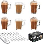 Ever Rich ® Tea Coffee Latte Glass Cup Mug 240ML X 6 Glasses (Option 1)