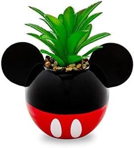 Disney Mickey Mouse 3-Inch Ceramic Mini Planter with Artificial Succulent | Small Flower Pot, Faux Indoor Plants for Desk Shelf, Home Decor Trinket Tray and Collectibles