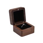 Anyos Wooden Ring Box, Magnetic Closure Ring Box for Engagement, Wedding, Proposal, Small Ring Box Holder with Single Slot for Women Girls Men (Black)