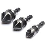 Bestgle 5 Flutes Countersink Chamfer Drill Bits, 90 Degree Chamfering Cutter 1/4 Inch Hex Shank Chamfer Tapered Bit Set for Woodworking Metalworking, 12mm 16mm 19mm