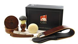 5 Piece Wood Shaving Set - Soap, Wood Bowl, Wood Razor and Wood Badger Brush by GBS