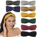 Boho Headbands Women Elastic Headband,Criss Cross Turban Solid Color Vintage Hair Accessories for Everyday Sport Fitness