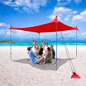 CROWN SHADES Pop Up Beach Tent Sun Shelter UPF50+ with Sand Shovel, Ground Pegs and Telescopic Poles, Outdoor Shade for Camping Trips, Fishing, Backyard Fun or Picnics