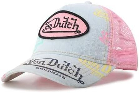 Von Dutch Monogram Trucker Cap, Mesh Back, Curved Bill, Snapback