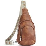 BOSTANTEN Sling Bag, Crossbody Bag Small Leather Travel Purses Chest Bag for Women, Brown