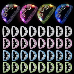 SENONAPO 32 Pack LED Light up Tambourines Musical Flashing Handheld Percussion Instrument Glow in The Dark Party Supplies for Wedding Adults Teenagers Party Favors