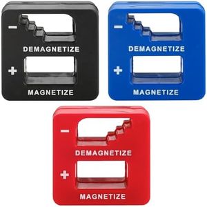 MeasuPro Demagnetizer and Magnetizer - 3 Pack - Red, Black, and Blue - Screwdrivers Tips, Bits, and Small Tools, Large or Big Screws, Drills, Drill Bits, Sockets, Nuts, BRed olts, Nails