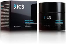 Hair Cream for Men by Kick - Non-Greasy, Non-Stiff Forming Cream - Powerful, Clean, All Day Hold Styling Cream for Men Restores Damaged, Dry Hair W/Argan and Coconut Oil