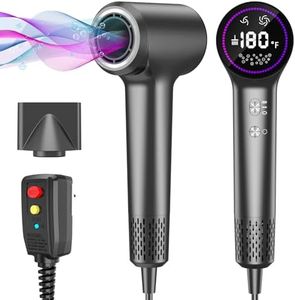 Hair Dryer,Ionic Hair Dryer for Women/Man，110, 000 RPM Professional HD Display High-Speed Blow Dryer Motor for Fast Drying,400 Million Plasma Low Noise Thermo-Control Hairdryer with Magnetic Nozzle