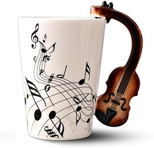 Tagtight de violín con notas musicales, de café, leche, té, de cerámica, de música para violín, regalos para músicos, amantes de la música, regalo para amigos, familia, profesores