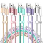 Phone Charger,[Apple MFi Certified] 5Pack Phone Lightning Cables Phone Charger Cord Apple Charger Cable Nylon Braided Compatible with Phone 14 13 12 11 XS MAX XR 8 7 6s Pad