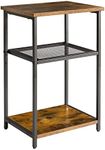 IBUYKE Side Table, 3-Tier End Table, Industrial Nightstand Small Table with Storage Shelf, Bedside Table for Bedroom, Living Room, Hallway, with Metal Frame, Rustic Brown TMJ403H