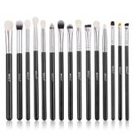 BEILI Professional Makeup Brush Set,Natural Goat Hair Premium Synthetic Kabuki Foundation Face Powder Highlighter Blush Concealer Eye Shadow Blending Eyeliner Make Up Brush (E15, 15 PCS SET)