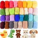 NEBURORA 32 Color Needle Felting Wool Set 3g Per Color Total 96g Wool Felt Making Supplies Suitable for DIY Crafts Hand-Spinning Bulk Wool Roving