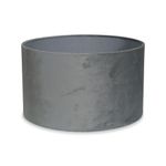 Modern Grey Velvet Cylinder Ceiling Pendant Lampshade/Table Lamp Drum Light Shade - Small