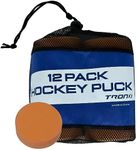 TronX Weighted Orange Ice Hockey Pucks - Heavy Training Puck with Mesh Carrying Bag | Official Size | Great for Stick Handling & Training Drills (Orange 12-Pack)