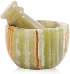 Ensemble de mortier et pilon en marbre 7,6 cm en onyx vert fait à la main et broyeur à herbes en pierre, petit moulin à épices, pilon et mortier pour cuisine, bol de broyage en marbre naturel