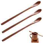 Long Wooden Spoon 3 Pcs Ice Tea Stirring Spoon Long Handle Wood Spoons for Kitchen Mixing Cooking Drinking Milk Coffee Soup Desserts and Tea